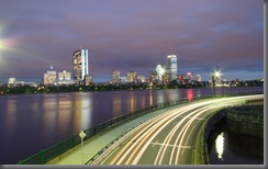 City of Boston, MA Night Skyline